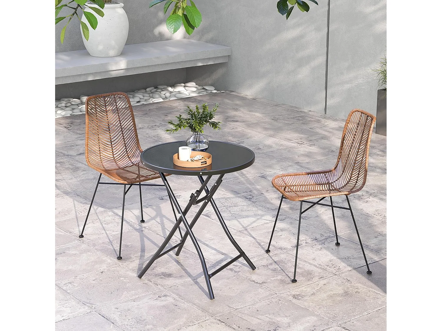 COSTWAY Bistrotafel, inklapbare tuintafel met tafelblad van gehard glas, terrastafel, balkontafel voor terras, achtertuin, zwembad, 59 x 59 x 67 cm