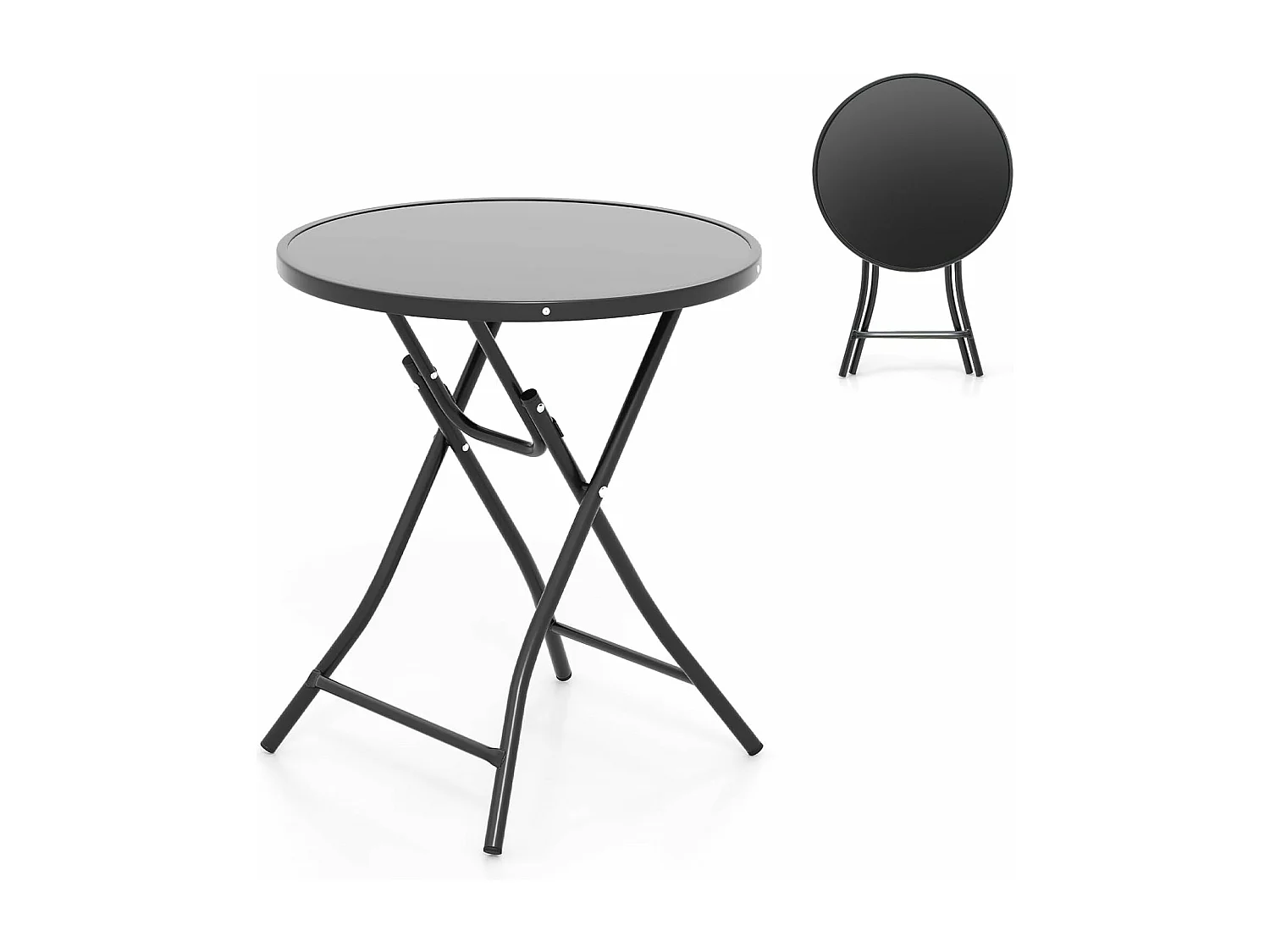 COSTWAY Bistrotafel, inklapbare tuintafel met tafelblad van gehard glas, terrastafel, balkontafel voor terras, achtertuin, zwembad, 59 x 59 x 67 cm