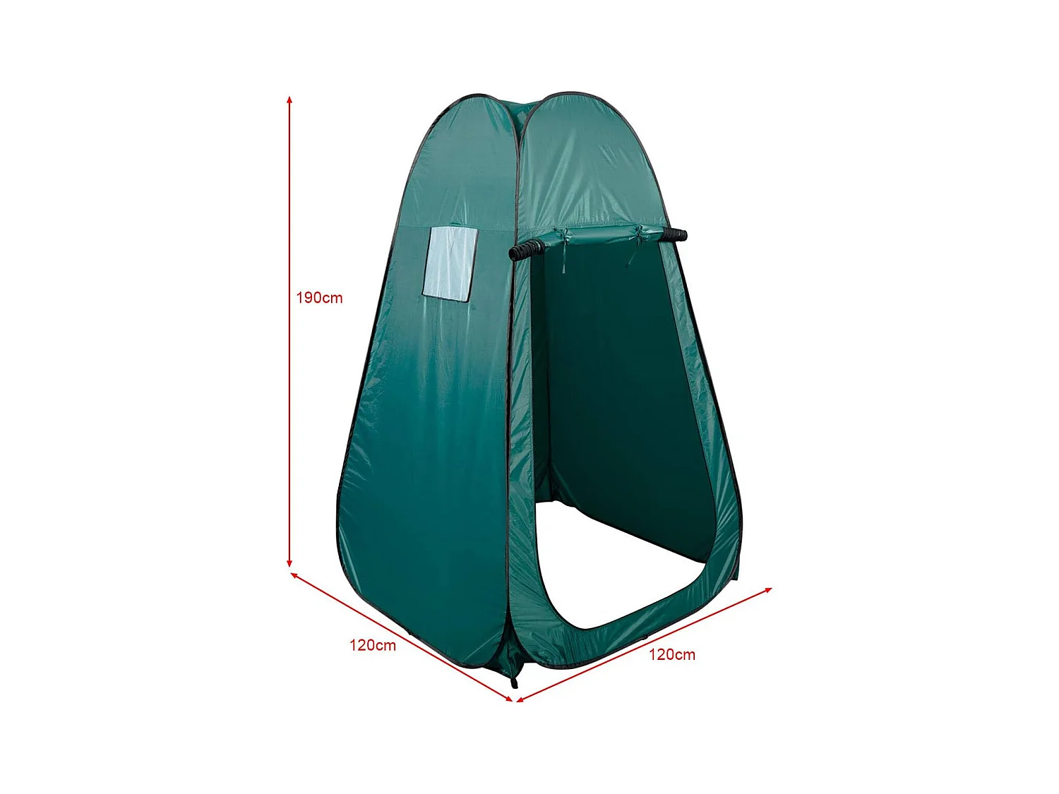 Pop-up Douchetent, toilettent, omkleedtent, bijzettent, campingtent, trekkingtent, strandtent met venster, 190 x 120 x 120 cm (groen) ZB33310