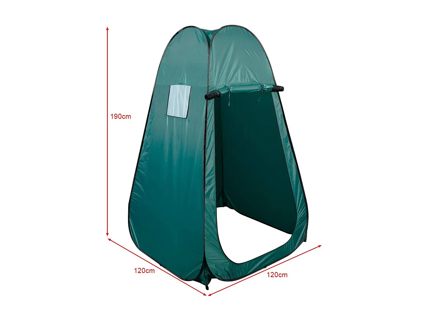 Pop-up Douchetent, toilettent, omkleedtent, bijzettent, campingtent, trekkingtent, strandtent met venster, 190 x 120 x 120 cm (groen) ZB33310