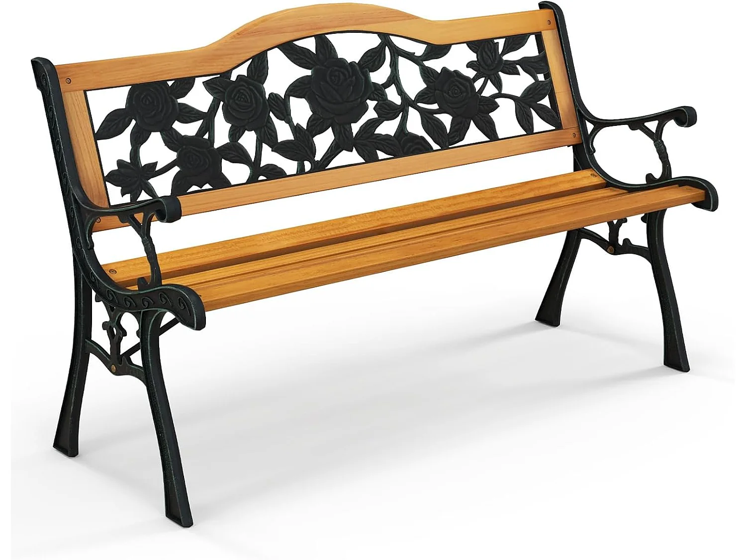 Tuinbank, weerbestendig, 2-zits, met armleuningen en rugleuning, balkonbank, houten bank, parkeerbank voor tuin, balkon, terras, 126 x 52 x 76 cm