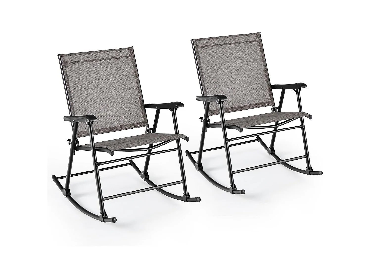 Inklapbare schommelstoelen, set van 2 tuinstoelen met ademende zitstof, schommelstoel voor achtertuin, terras, zwembad ZB33430