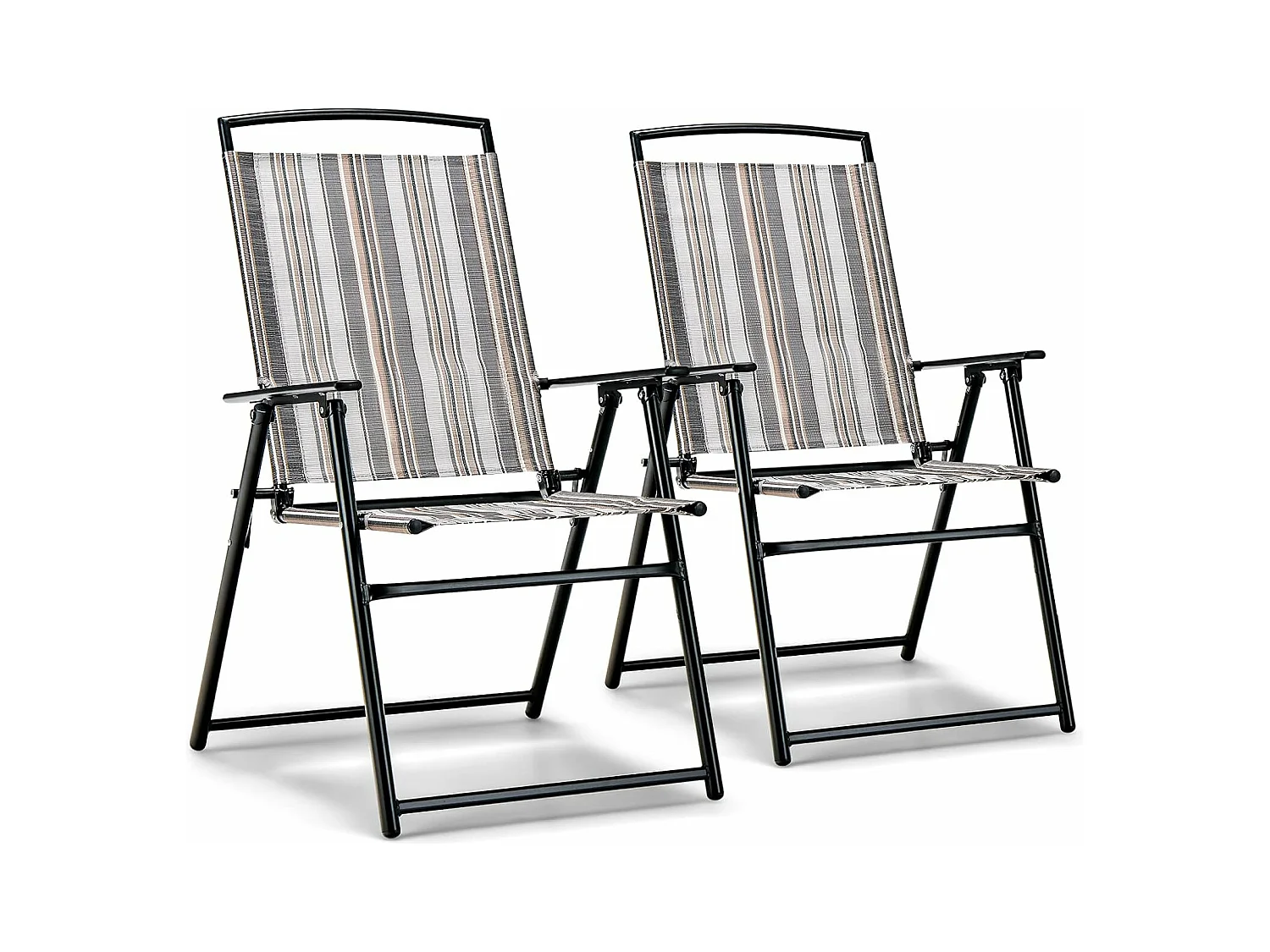 Set van 2 tuinstoelen, klapstoelen met armleuningen, balkonstoelen met ademende stof, terrasstoelen voor tuin, achtertuin, balkon ZB33210