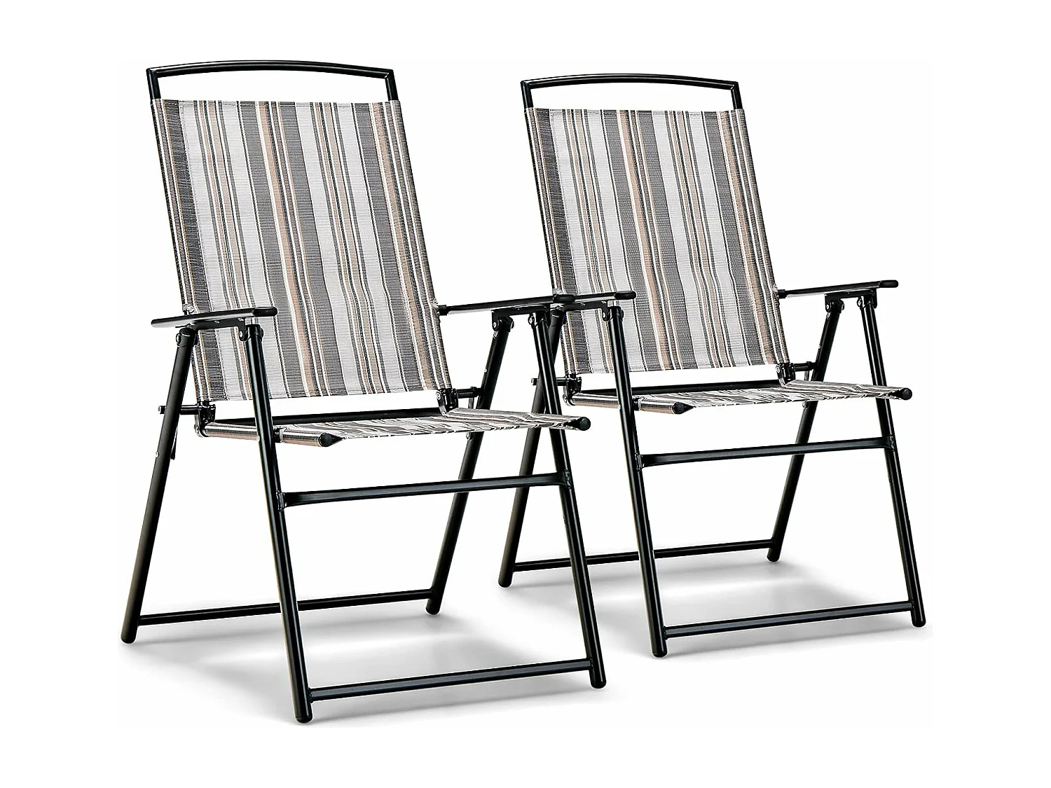 Set van 2 tuinstoelen, klapstoelen met armleuningen, balkonstoelen met ademende stof, terrasstoelen voor tuin, achtertuin, balkon ZB33210