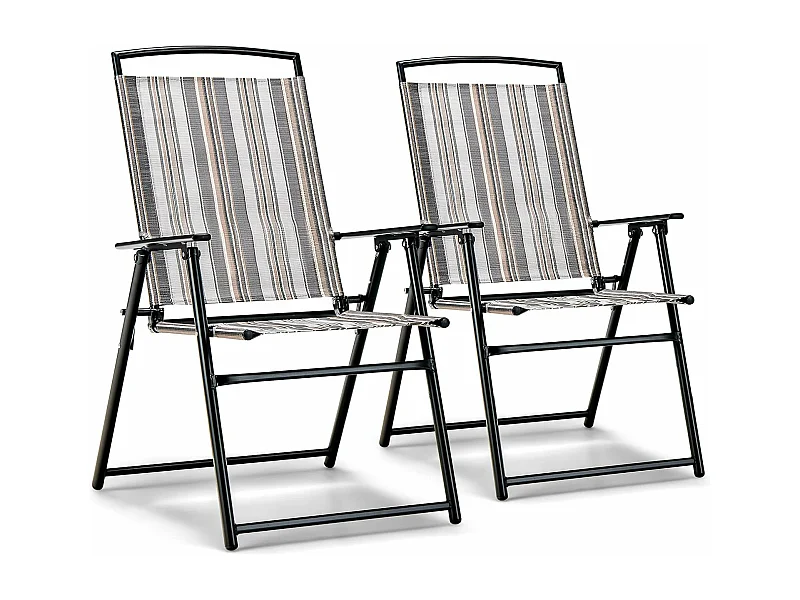 Set van 2 tuinstoelen, klapstoelen met armleuningen, balkonstoelen met ademende stof, terrasstoelen voor tuin, achtertuin, balkon ZB33210