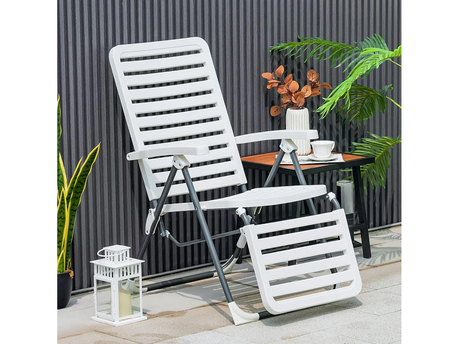 Ligstoel, inklapbare ligstoel met 7-voudig verstelbare rugleuning, weerbestendige relaxstoel met hoge rugleuning, ademend, ligstoel voor achtertuin, balkon ZB32147