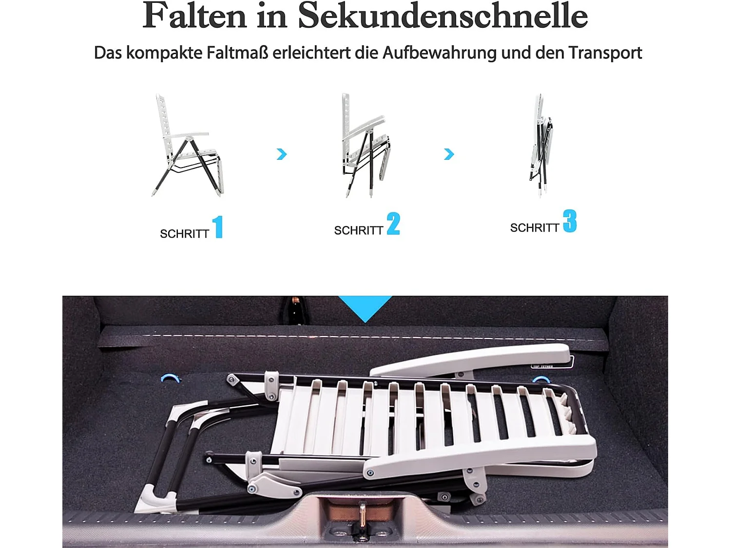 Ligstoel, inklapbare ligstoel met 7-voudig verstelbare rugleuning, weerbestendige relaxstoel met hoge rugleuning, ademend, ligstoel voor achtertuin, balkon ZB32147