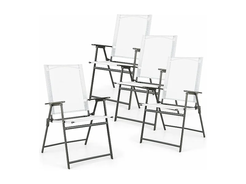 Set van 4 tuinstoelen, klapstoelen met weerbestendige stof, balkonstoelen met armleuningen, terrasstoelen voor tuin, terras, balkon (wit) ZB33246