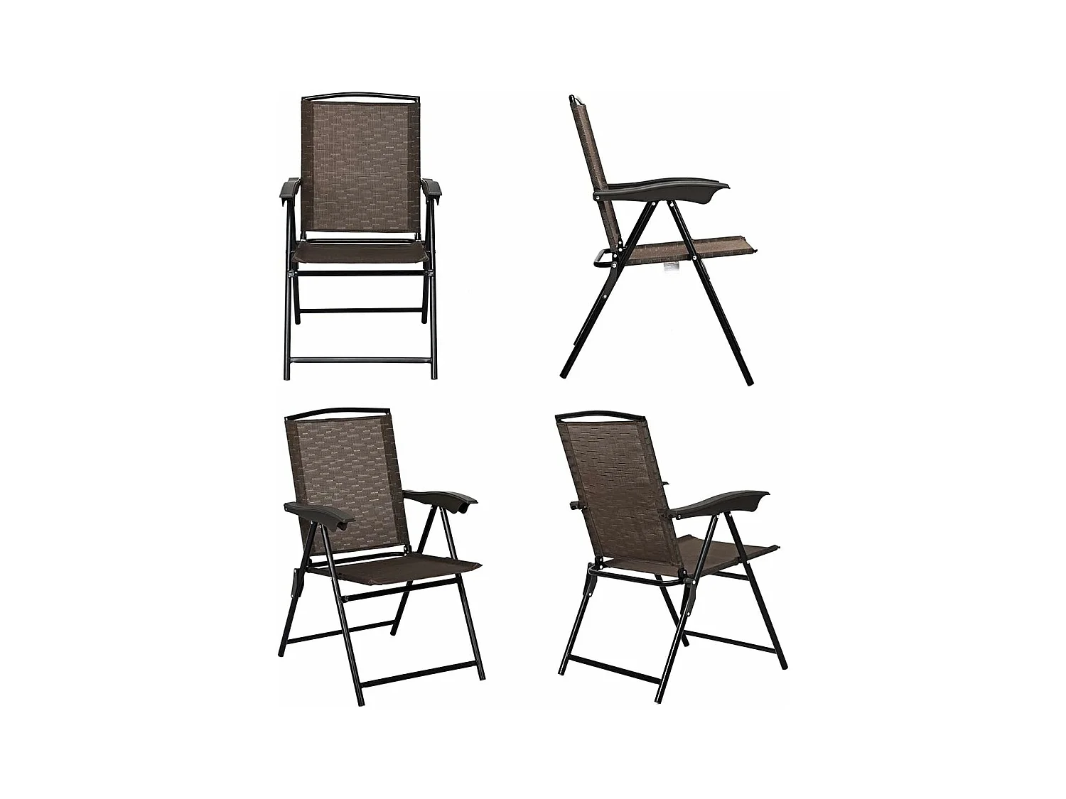 Set van 4 klapstoelen met hoge rugleuning, tuinstoel, klapstoel, terrasstoelen, outdoor, tot 135 kg, in hoogte verstelbaar