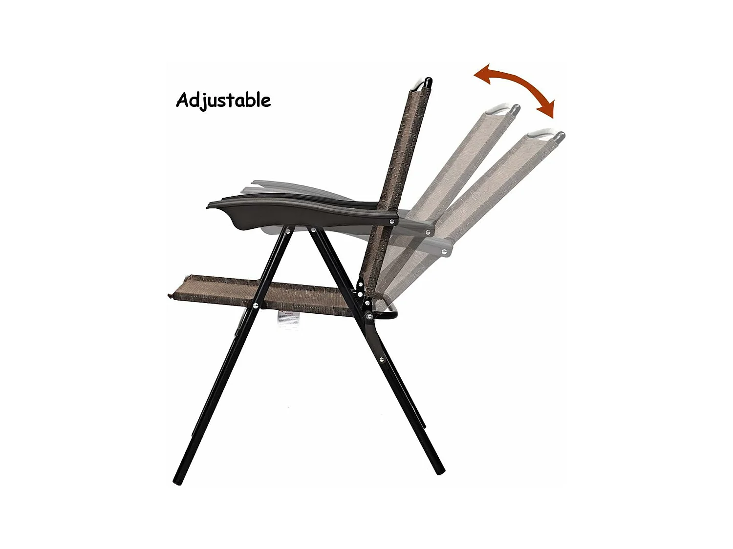 Set van 4 klapstoelen met hoge rugleuning, tuinstoel, klapstoel, terrasstoelen, outdoor, tot 135 kg, in hoogte verstelbaar