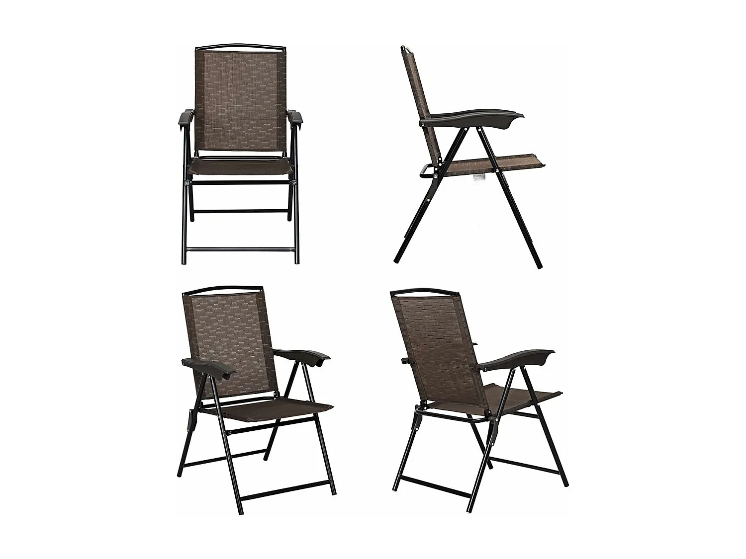 Set van 4 klapstoelen met hoge rugleuning, tuinstoel, klapstoel, terrasstoelen, outdoor, tot 135 kg, in hoogte verstelbaar
