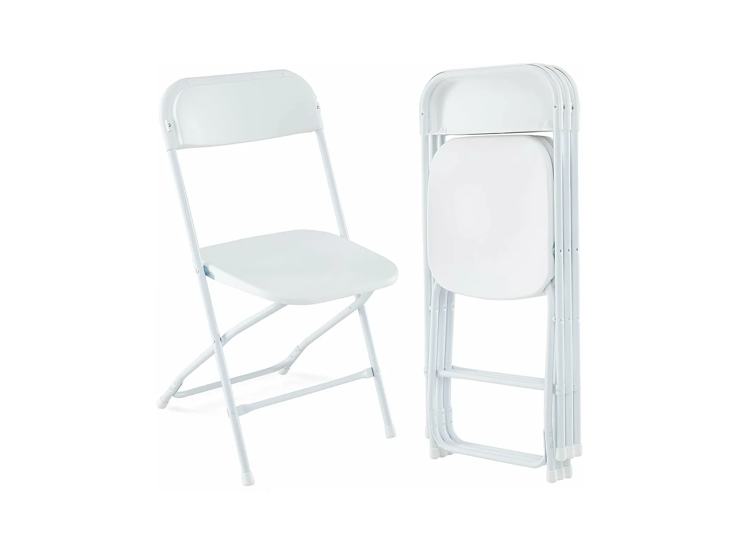 set van 4, gaststoelen, inklapbaar, 350 kg draagvermogen, draagbare tuinstoelen met metalen frame, voor thuis, kantoor, bruiloft, feest, wit ZB33134