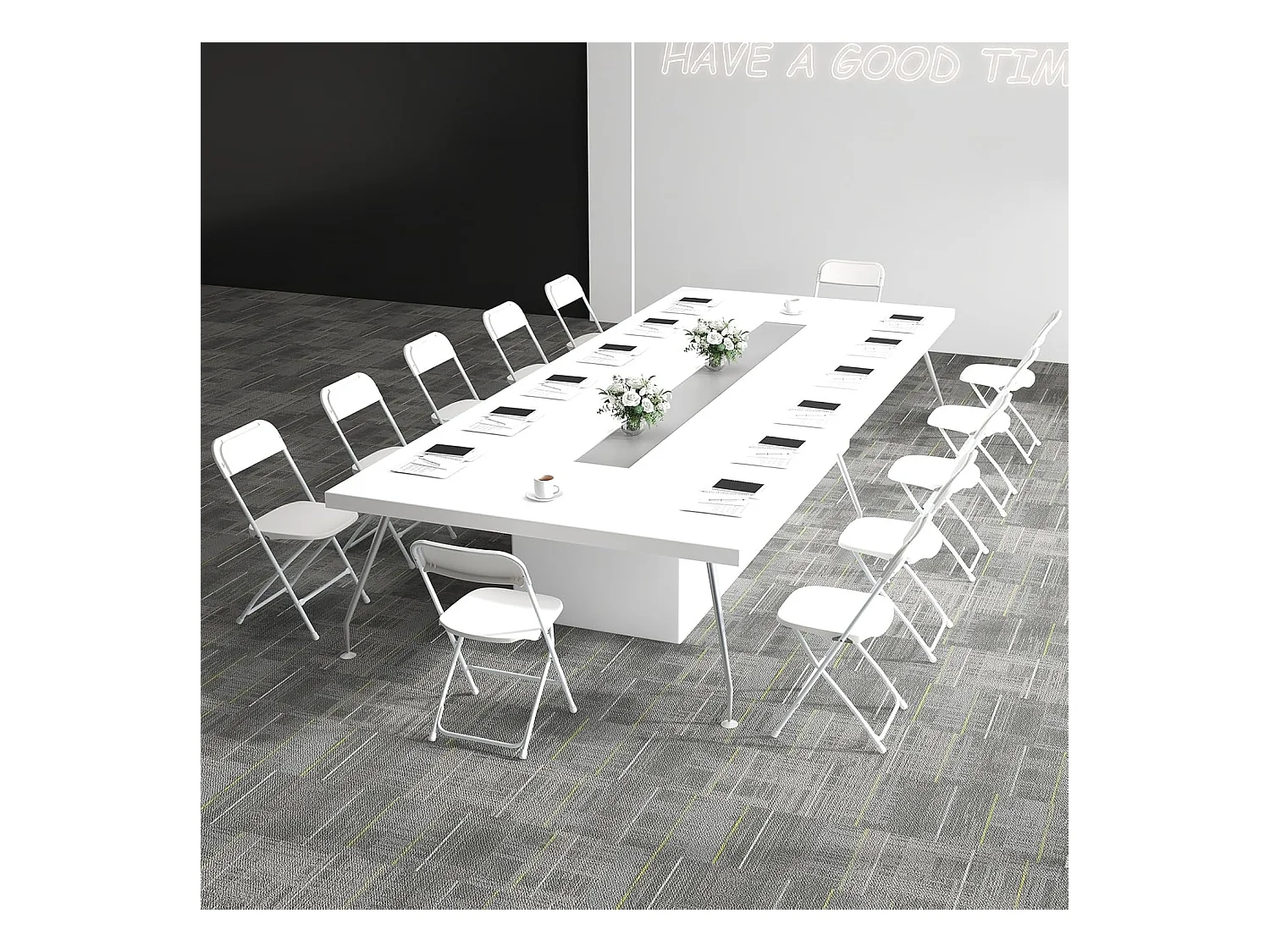 set van 4, gaststoelen, inklapbaar, 350 kg draagvermogen, draagbare tuinstoelen met metalen frame, voor thuis, kantoor, bruiloft, feest, wit ZB33134