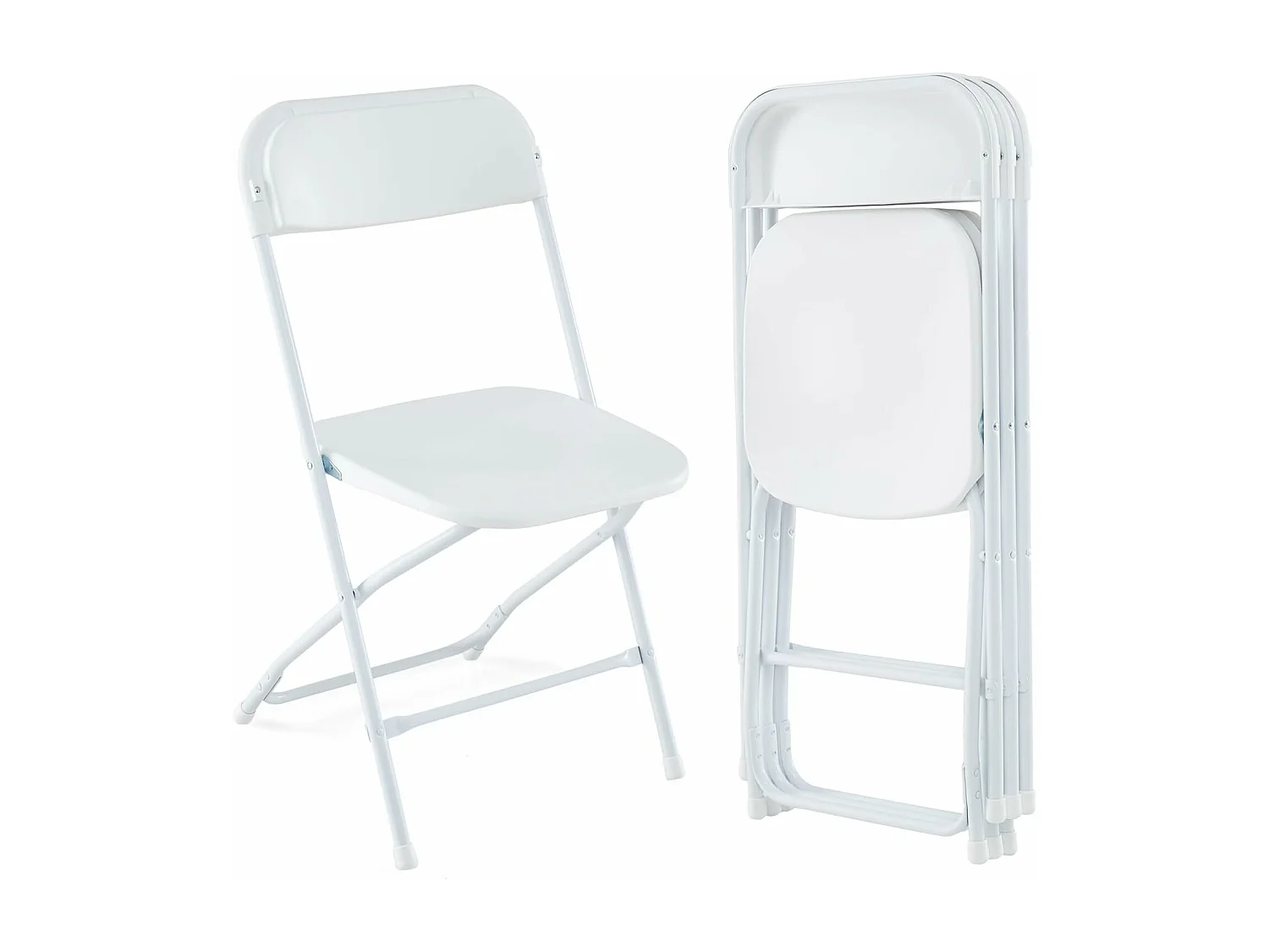 set van 4, gaststoelen, inklapbaar, 350 kg draagvermogen, draagbare tuinstoelen met metalen frame, voor thuis, kantoor, bruiloft, feest, wit ZB33134