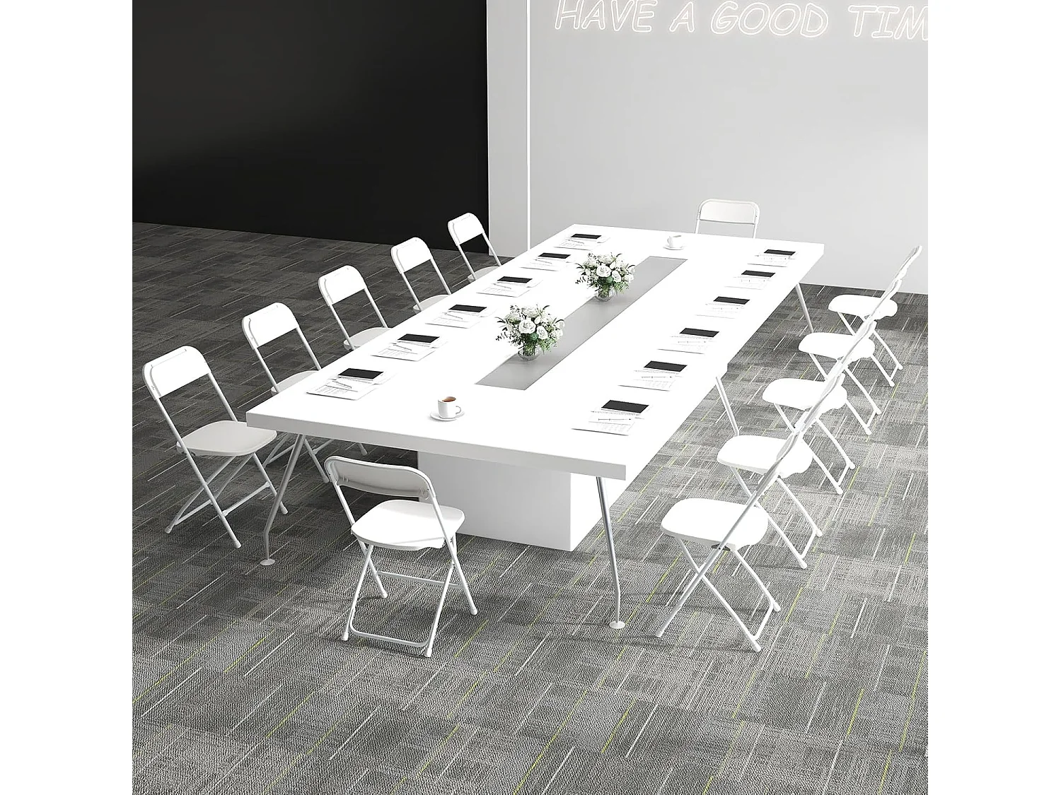 set van 4, gaststoelen, inklapbaar, 350 kg draagvermogen, draagbare tuinstoelen met metalen frame, voor thuis, kantoor, bruiloft, feest, wit ZB33134