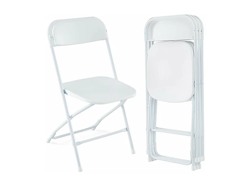 set van 4, gaststoelen, inklapbaar, 350 kg draagvermogen, draagbare tuinstoelen met metalen frame, voor thuis, kantoor, bruiloft, feest, wit ZB33134