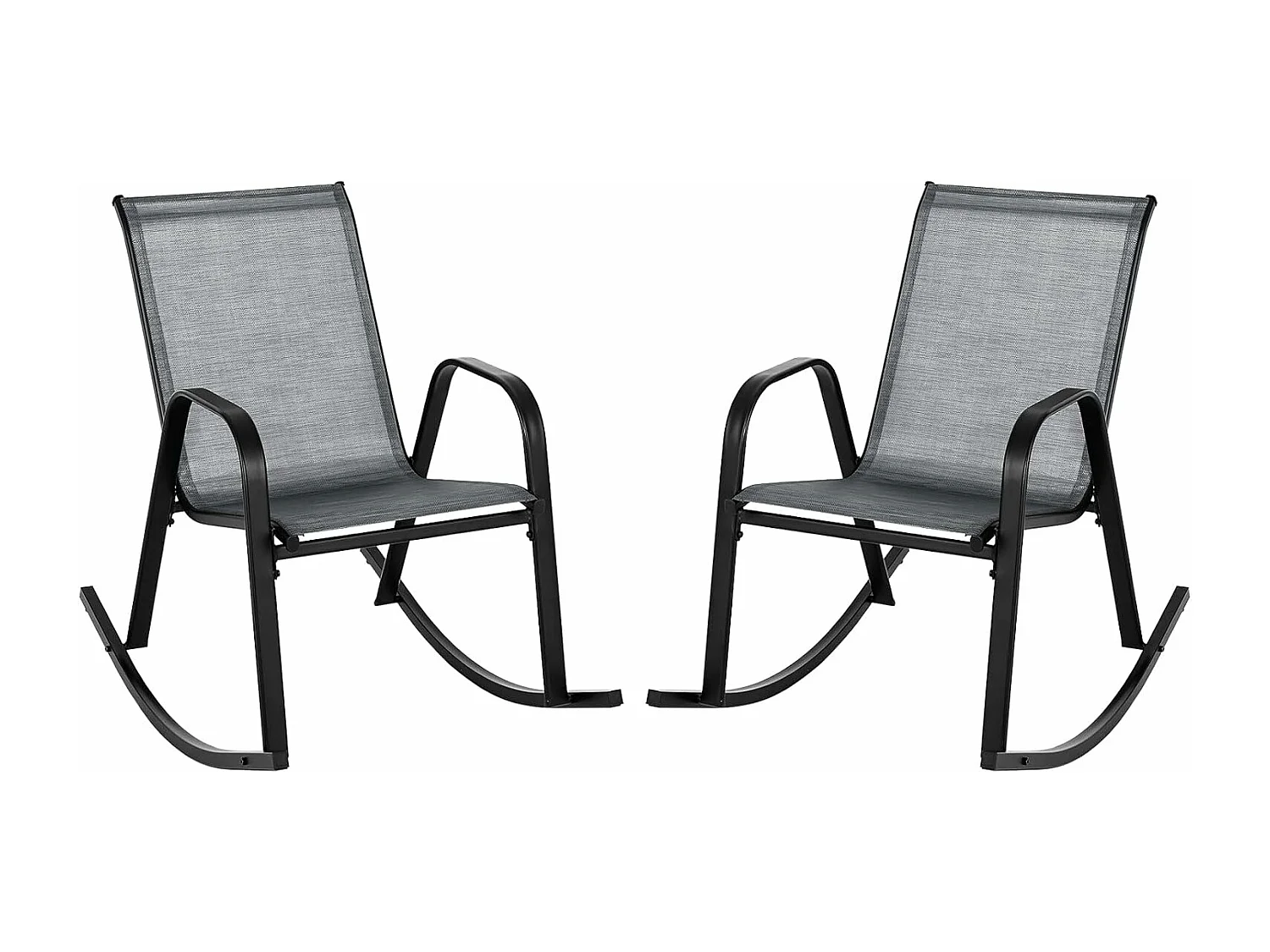 Set van 2 schommelstoelen met ademende stoffen zitting, tuinstoelen, schommelstoel, schommelstoel voor tuin, balkon, terras (grijs) ZB33202