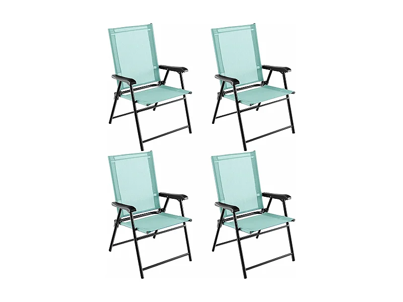 Set van 4 tuinstoelen, klapstoelen met armleuningen, balkonstoelen met weerbestendige stof, terrasstoelen voor tuin, achtertuin, balkon, mintgroen ZB33218