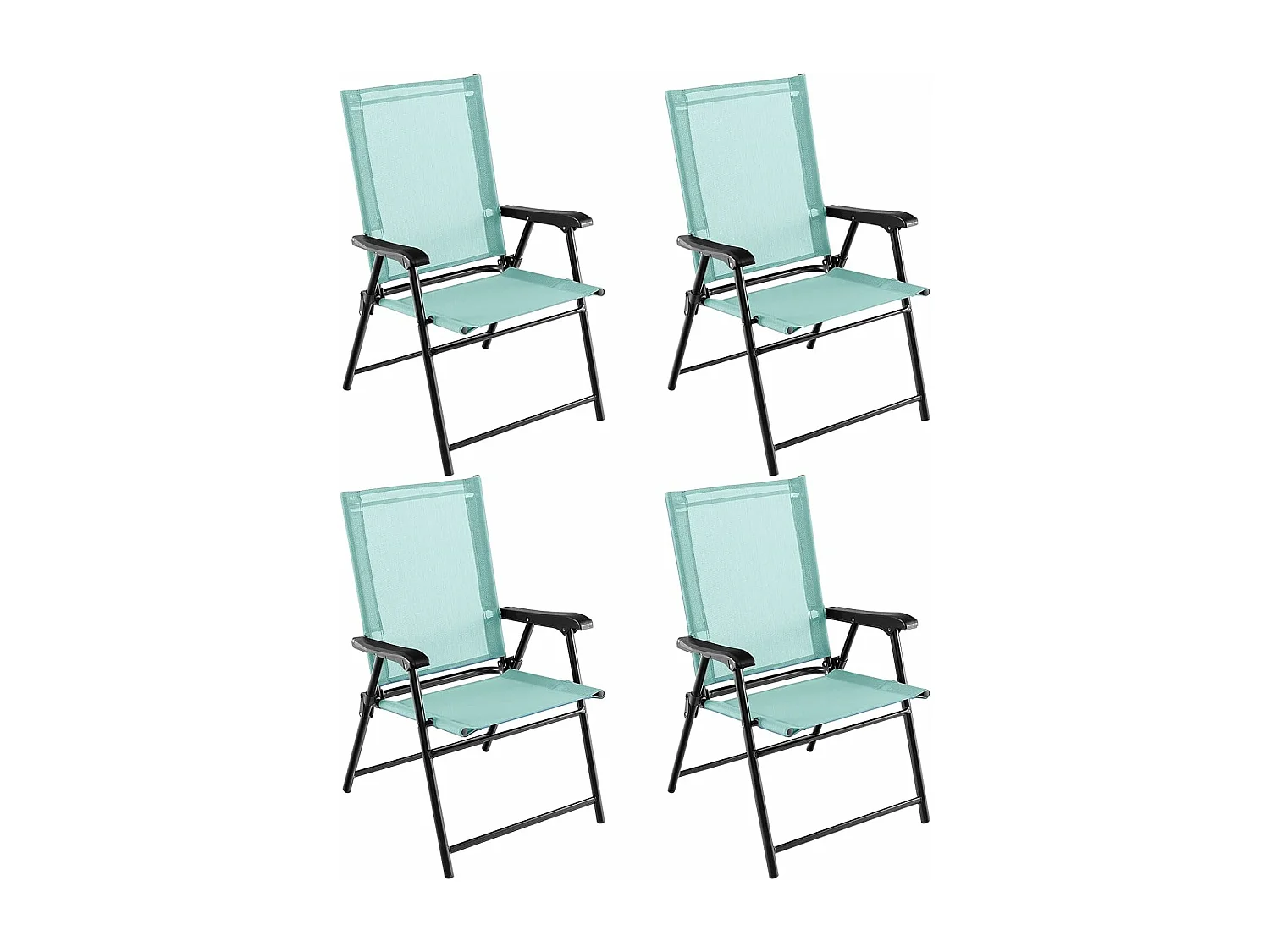 Set van 4 tuinstoelen, klapstoelen met armleuningen, balkonstoelen met weerbestendige stof, terrasstoelen voor tuin, achtertuin, balkon, mintgroen ZB33218