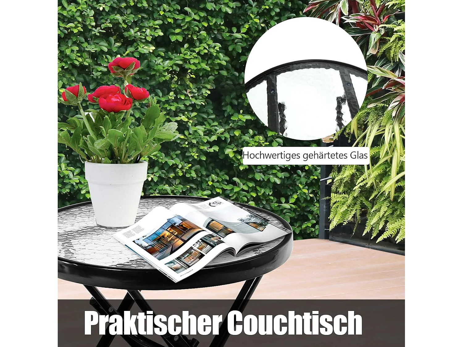 3-delige schommelligstoel, ligstoelen met bijzettafel, tuinligstoel, bistroset, ligstoel voor balkon, camping, tuin (rood)AB5850