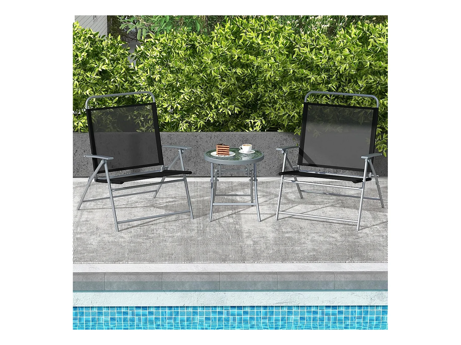 Bistrotafel met 2 stoelen, inklapbare balkonset, 3-delige tuinmeubelset, lage zithoogte, zitgroep, balkonmeubel, tuinmeubelen voor tuin, binnenplaats, balkon