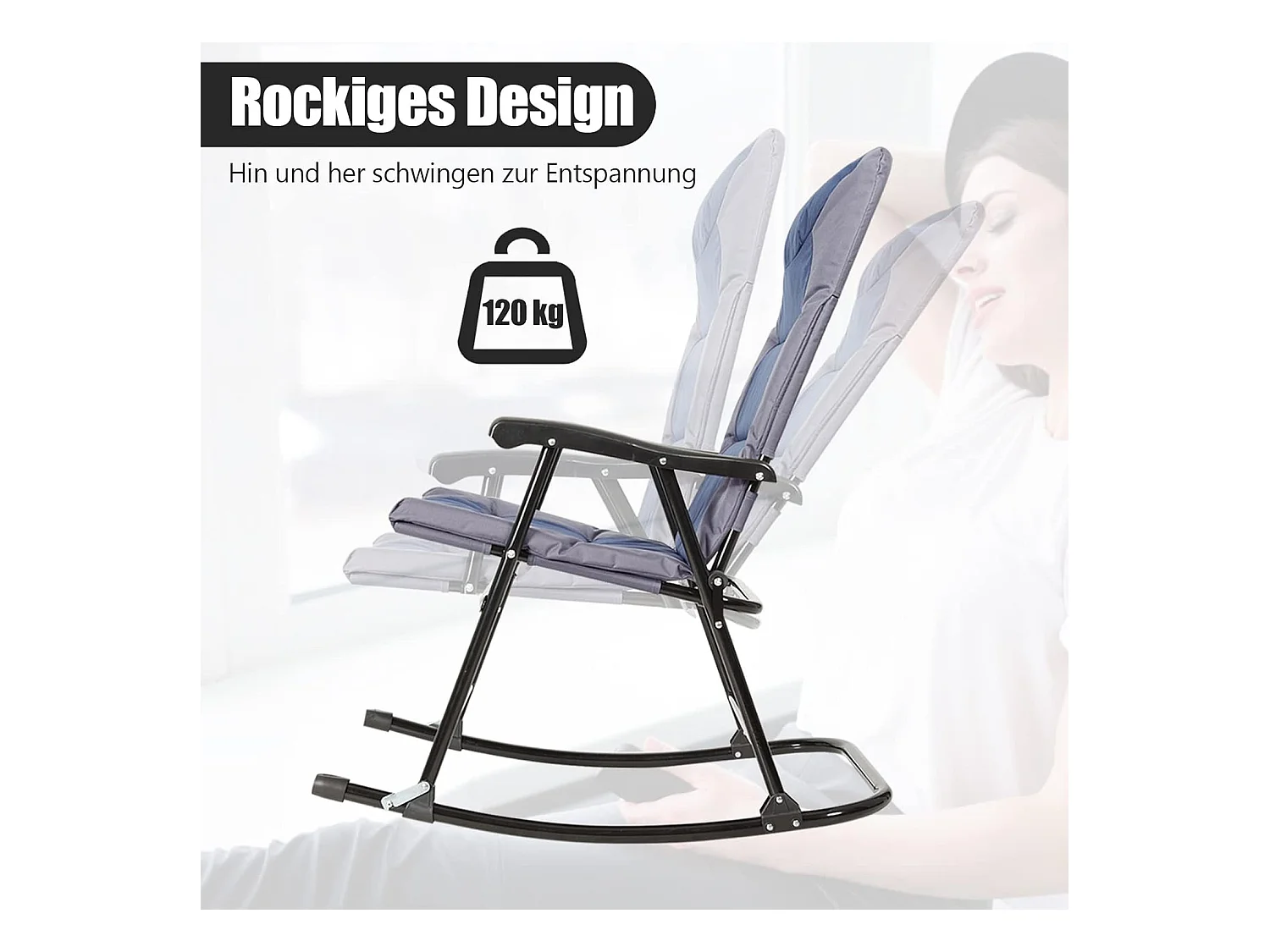 3-delige schommelligstoel, ligstoelen met bijzettafel, tuinligstoel, bistroset, ligstoel voor balkon, camping, tuin (blauw)AB5850