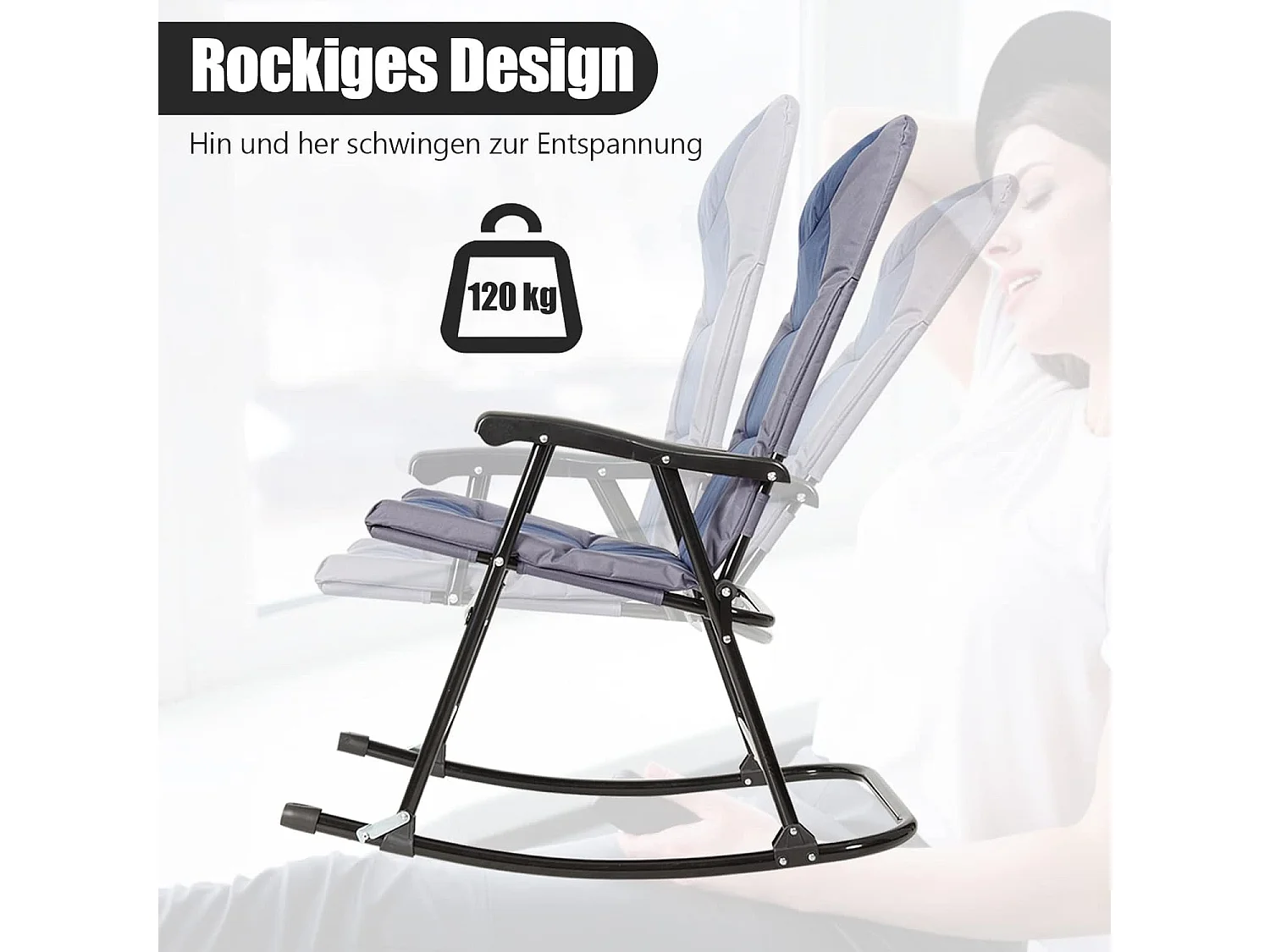 3-delige schommelligstoel, ligstoelen met bijzettafel, tuinligstoel, bistroset, ligstoel voor balkon, camping, tuin (blauw)AB5850