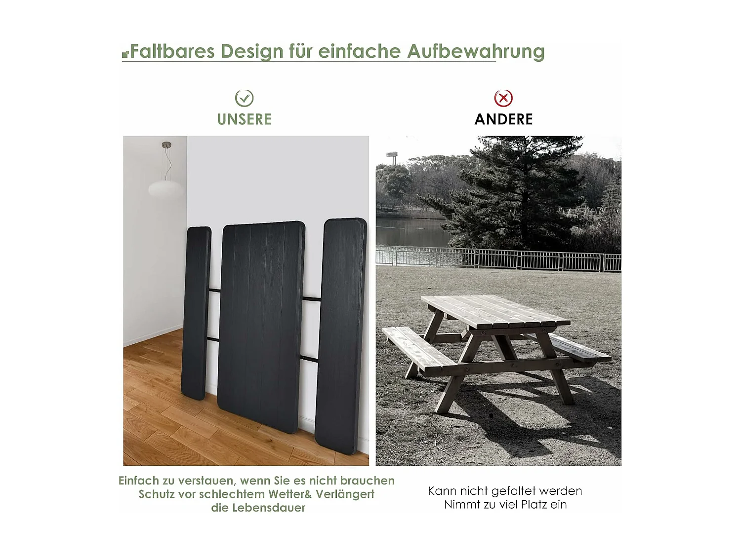 Inklapbare picknicktafel met banken, 136 cm, campingtafelset voor buiten, biertentgarnituur, biertafelgarnituur voor terras, tuin (zwart)AB92894