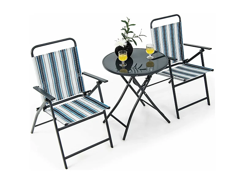 Bistrotafel met 2 stoelen, inklapbare balkonset, 3-delige tuinmeubelset, zitgroep, balkonmeubel, tuinmeubelen voor tuin, binnenplaats, balkon