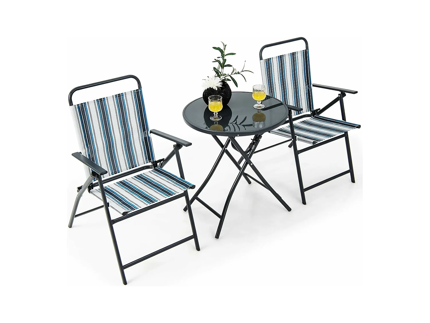 Bistrotafel met 2 stoelen, inklapbare balkonset, 3-delige tuinmeubelset, zitgroep, balkonmeubel, tuinmeubelen voor tuin, binnenplaats, balkon