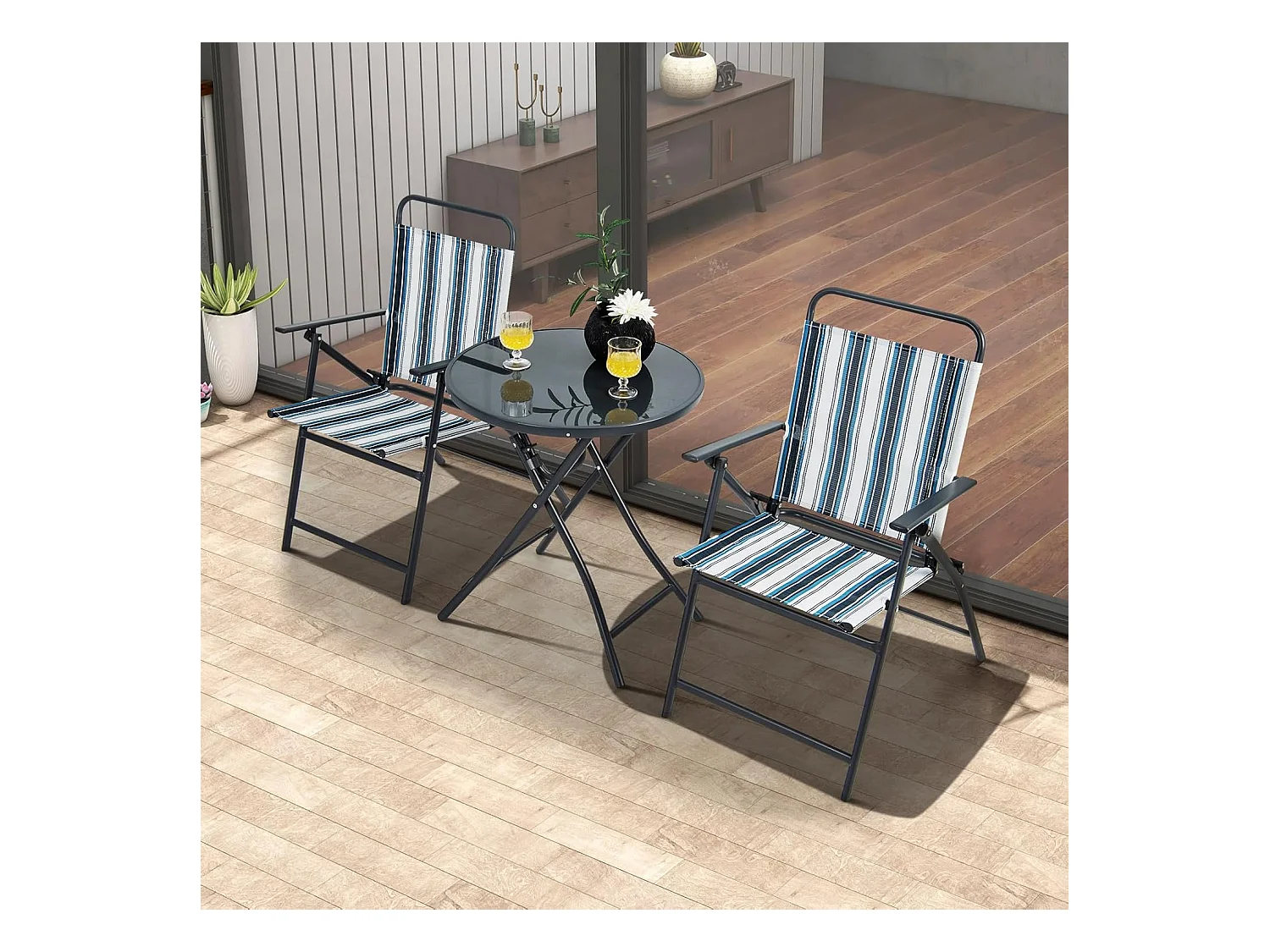 Bistrotafel met 2 stoelen, inklapbare balkonset, 3-delige tuinmeubelset, zitgroep, balkonmeubel, tuinmeubelen voor tuin, binnenplaats, balkon