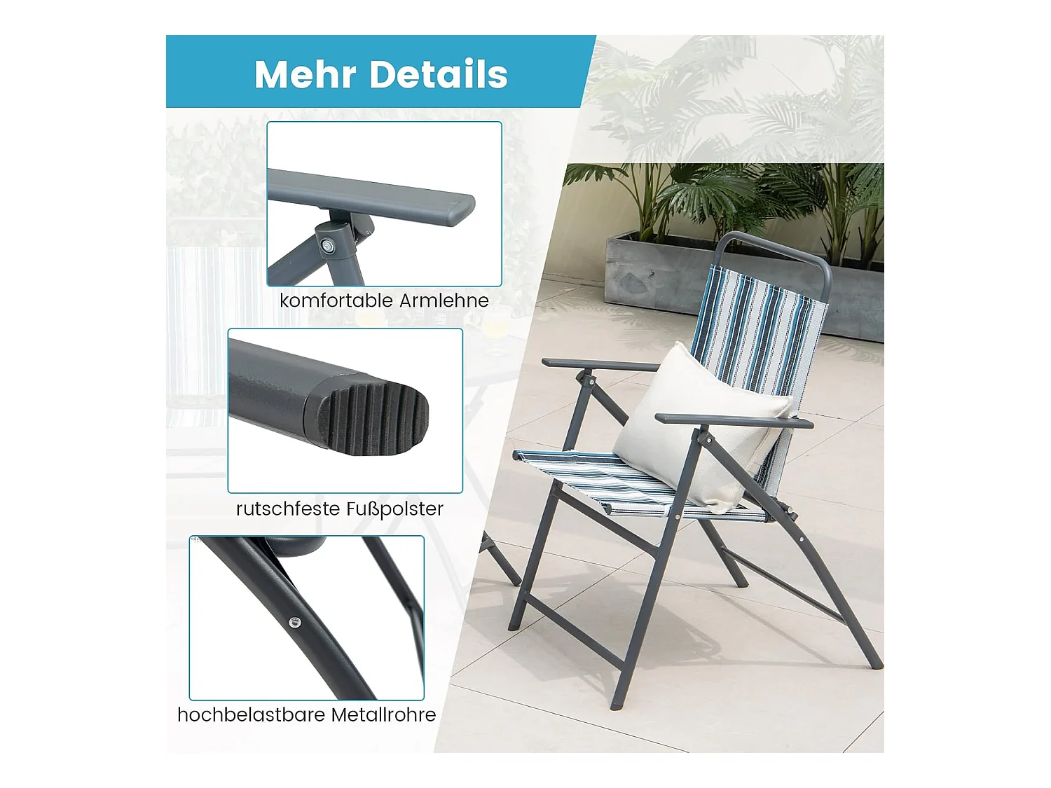 Bistrotafel met 2 stoelen, inklapbare balkonset, 3-delige tuinmeubelset, zitgroep, balkonmeubel, tuinmeubelen voor tuin, binnenplaats, balkon