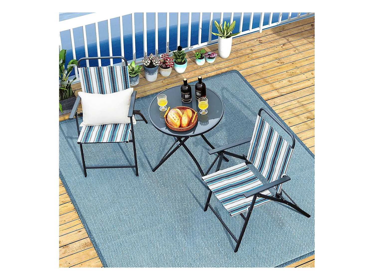 Bistrotafel met 2 stoelen, inklapbare balkonset, 3-delige tuinmeubelset, zitgroep, balkonmeubel, tuinmeubelen voor tuin, binnenplaats, balkon