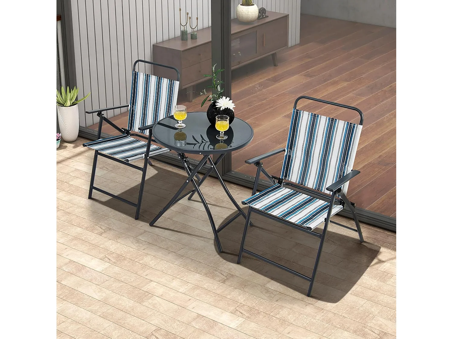 Bistrotafel met 2 stoelen, inklapbare balkonset, 3-delige tuinmeubelset, zitgroep, balkonmeubel, tuinmeubelen voor tuin, binnenplaats, balkon