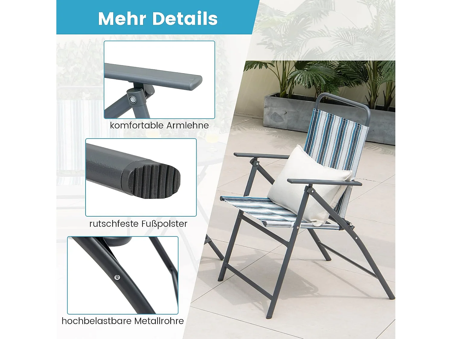 Bistrotafel met 2 stoelen, inklapbare balkonset, 3-delige tuinmeubelset, zitgroep, balkonmeubel, tuinmeubelen voor tuin, binnenplaats, balkon