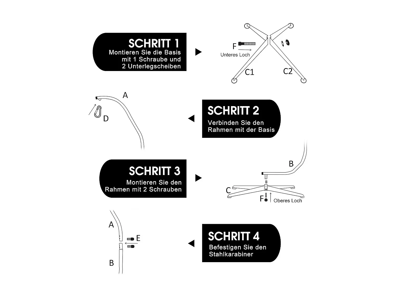 C-vormige hangstoel standaard, 207cm stevige schommel hangstoelstandaard,geschikt voor tieners en volwassenen,buiten, kruisvoet