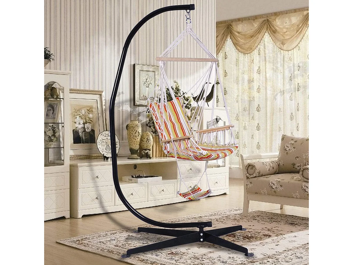 C-vormige hangstoel standaard, 207cm stevige schommel hangstoelstandaard,geschikt voor tieners en volwassenen,buiten, kruisvoet