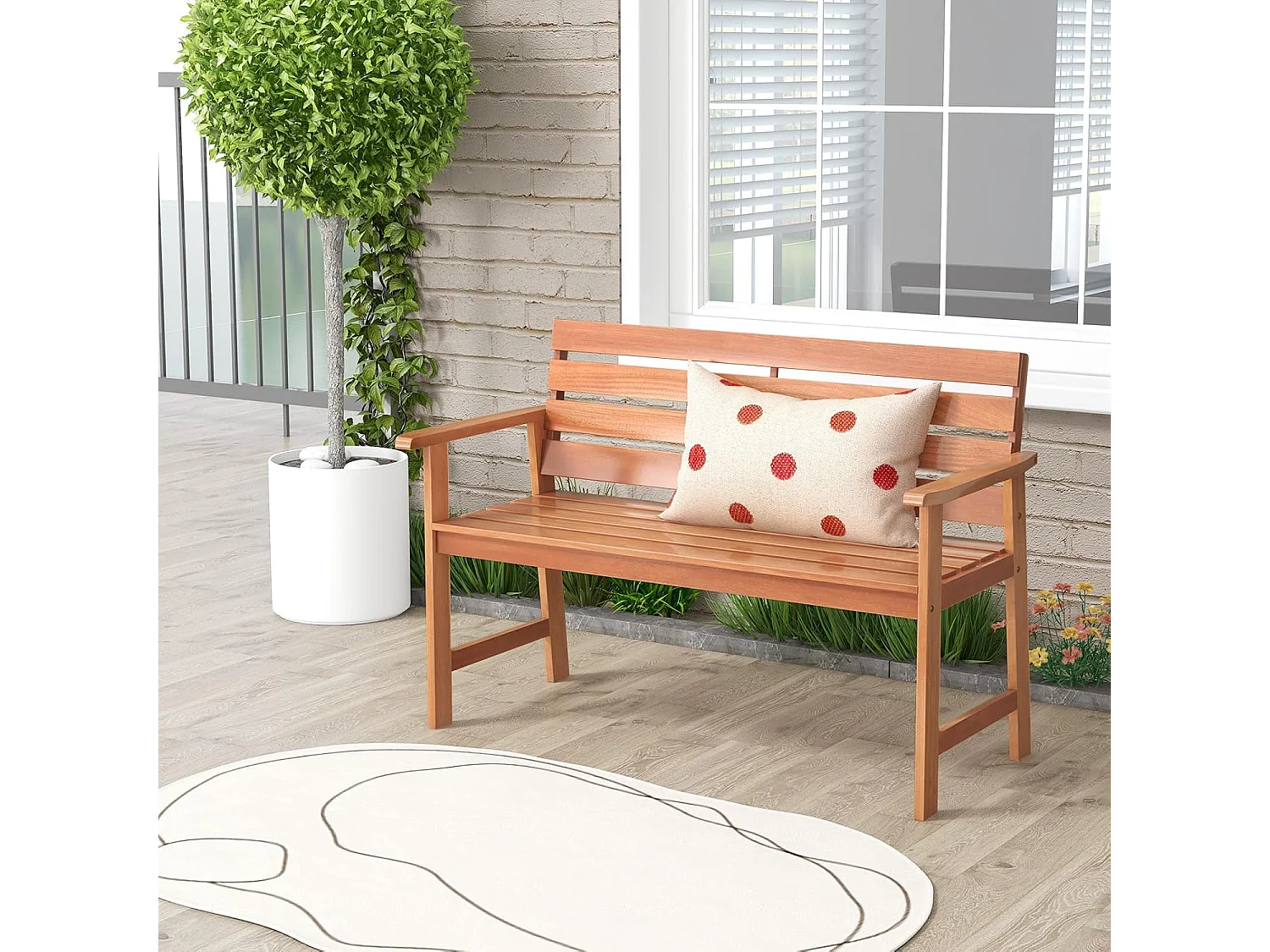 Tuinbank van hardhout, houten bank,zitbank voor 2 personen, balkonbank van hardhout, parkeerbank voor terras, balkon, tuin, 120,5 x 64 x 84 cm