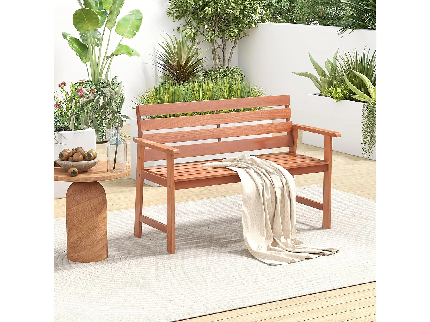 Tuinbank van hardhout, houten bank,zitbank voor 2 personen, balkonbank van hardhout, parkeerbank voor terras, balkon, tuin, 120,5 x 64 x 84 cm