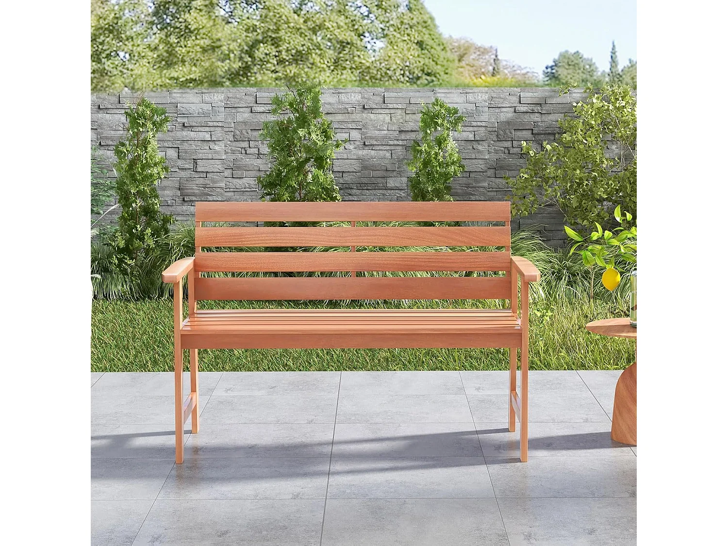 Tuinbank van hardhout, houten bank,zitbank voor 2 personen, balkonbank van hardhout, parkeerbank voor terras, balkon, tuin, 120,5 x 64 x 84 cm