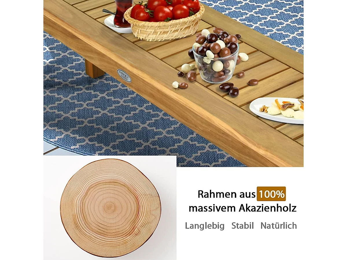 Tuinbank zonder rugleuning, 2-zitbank,weerbestendig,houten bank van massief hout,tot 360 kg belastbaar, balkonbank, parkeerbank voor tuin, balkon