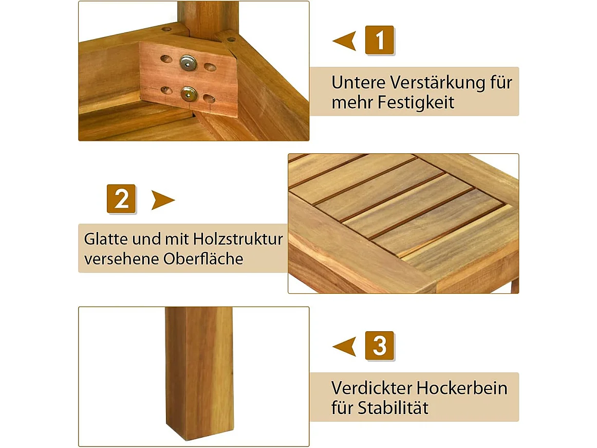 Tuinbank zonder rugleuning, 2-zitbank,weerbestendig,houten bank van massief hout,tot 360 kg belastbaar, balkonbank, parkeerbank voor tuin, balkon