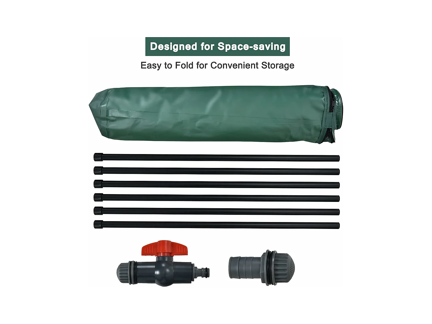 225 l regenton met overloopventiel, regenwaterton opvouwbaar, regenwatertank, pvc, regenvat, watervat, 60 x 60 x 80 cm