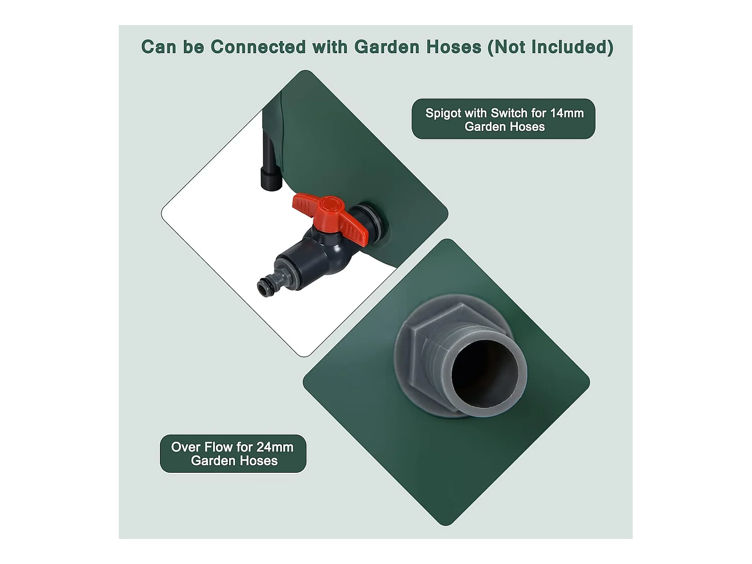 225 l regenton met overloopventiel, regenwaterton opvouwbaar, regenwatertank, pvc, regenvat, watervat, 60 x 60 x 80 cm