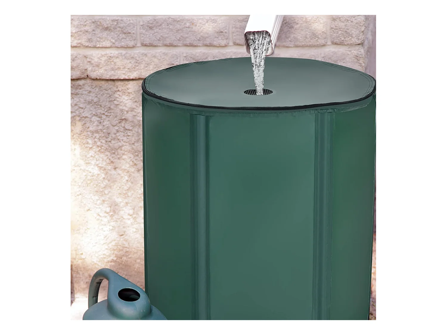 225 l regenton met overloopventiel, regenwaterton opvouwbaar, regenwatertank, pvc, regenvat, watervat, 60 x 60 x 80 cm