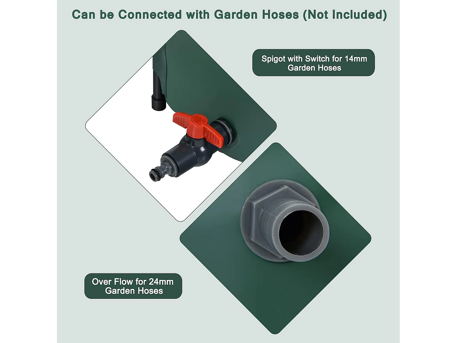 225 l regenton met overloopventiel, regenwaterton opvouwbaar, regenwatertank, pvc, regenvat, watervat, 60 x 60 x 80 cm