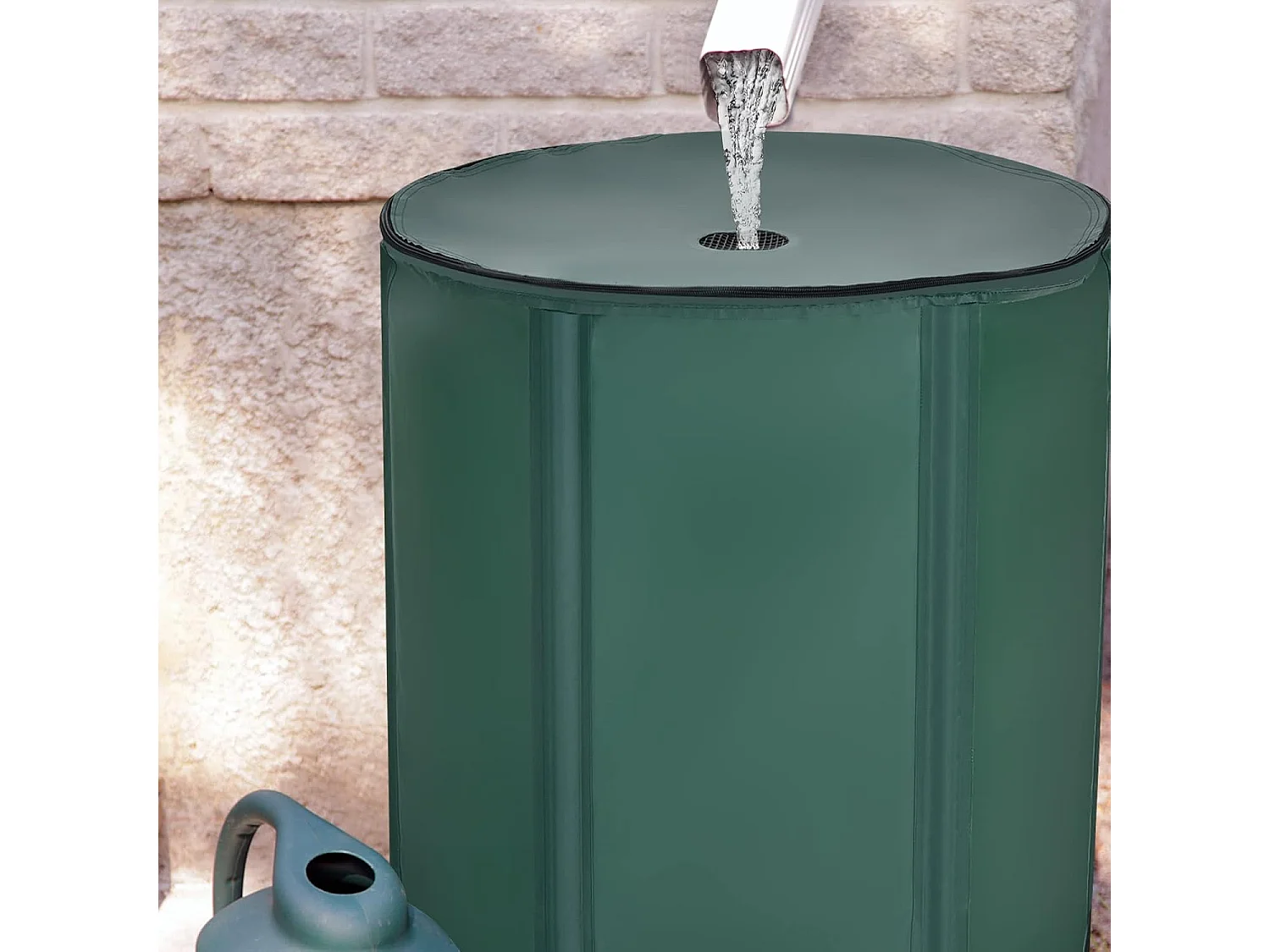 225 l regenton met overloopventiel, regenwaterton opvouwbaar, regenwatertank, pvc, regenvat, watervat, 60 x 60 x 80 cm