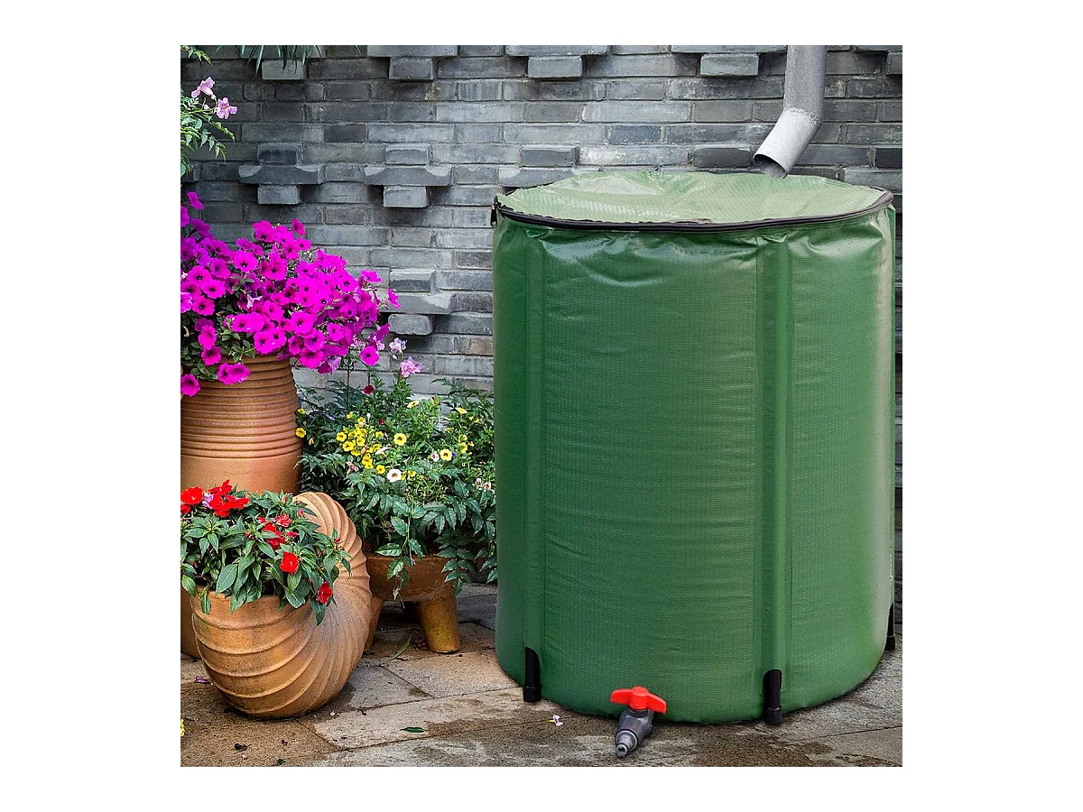 200 liter regenton met overloopventiel, opvouwbare regenwaterton, regenwatertank PVC, regenton waterreservoir, 60 x 60 x 70 cm