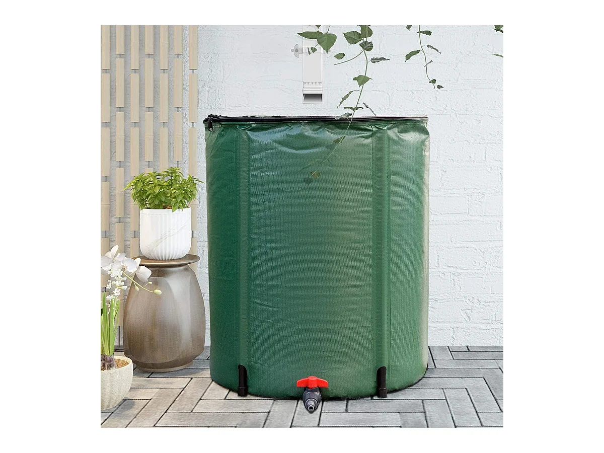 200 liter regenton met overloopventiel, opvouwbare regenwaterton, regenwatertank PVC, regenton waterreservoir, 60 x 60 x 70 cm