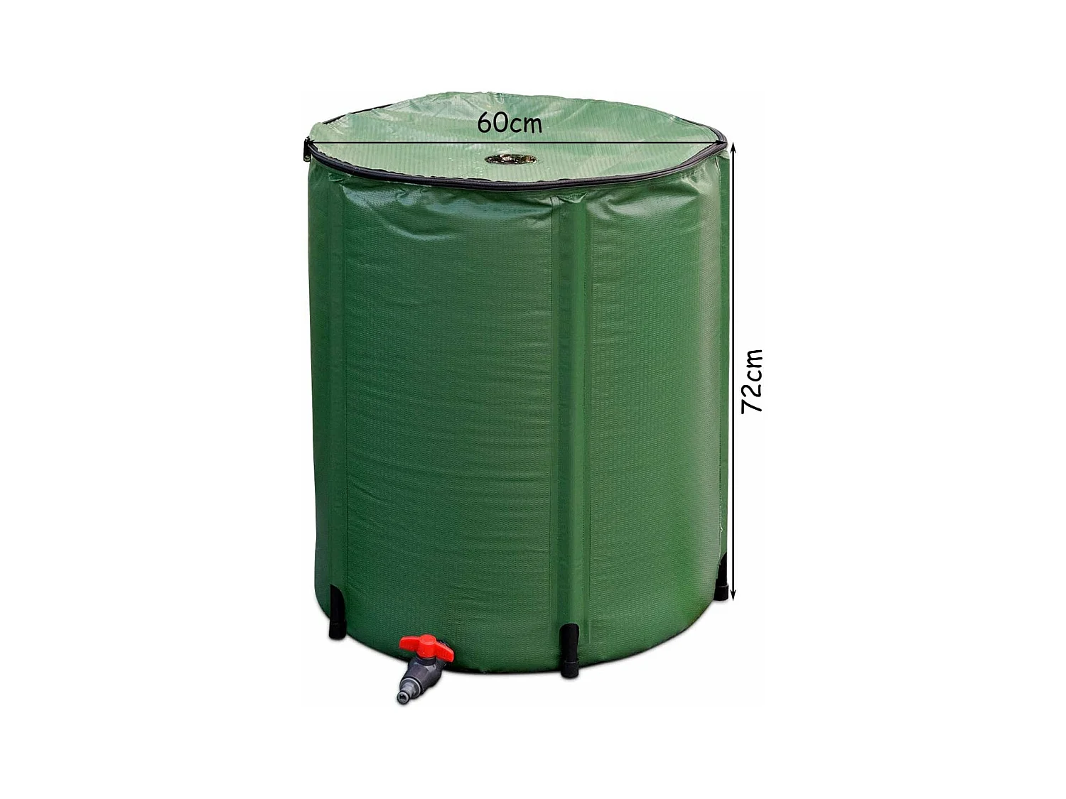 200 liter regenton met overloopventiel, opvouwbare regenwaterton, regenwatertank PVC, regenton waterreservoir, 60 x 60 x 70 cm
